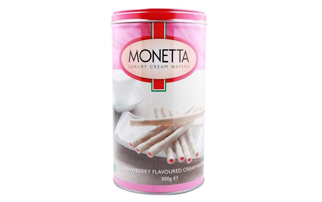 Monetta Strawberry Flavoured Cream Wafers    Container  300 grams